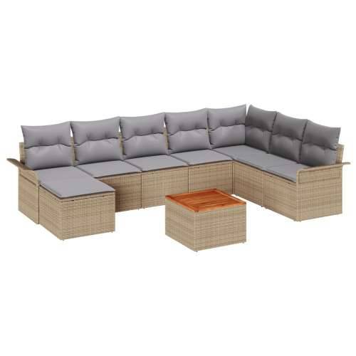 9-dijelni Vrtni Sofa Set s Jastucima bež Poli Ratan Akacija Cijena