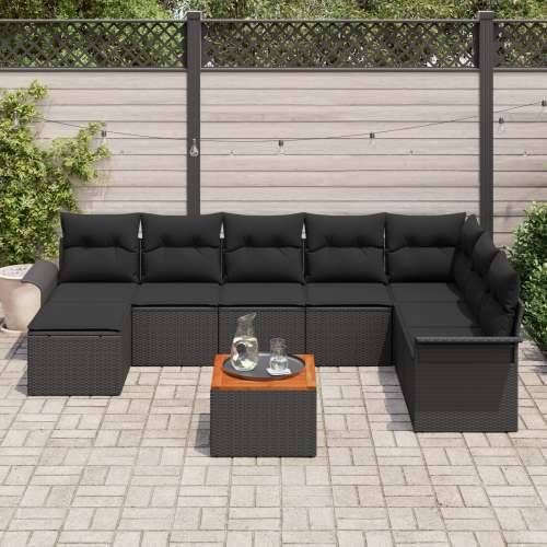 Set od 9 Vrtnih Sofa S Jastucima Crna Poli Ratan Akacija Cijena