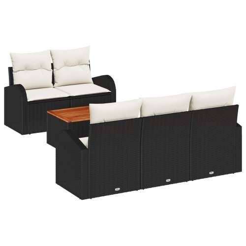 set od 6 dijelova vrtnih sofa s jastučićima Crni poli ratan akacija Cijena