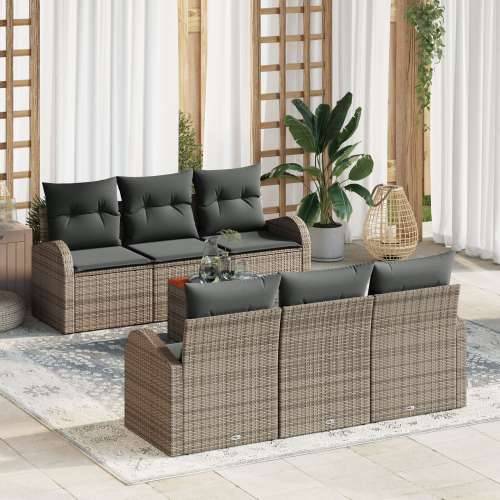 Set od 7 dijelova sofa za vrt s jastučićima siva poli ratan akacija Cijena