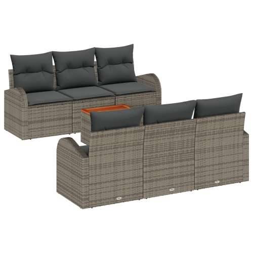 Set od 7 dijelova sofa za vrt s jastučićima siva poli ratan akacija Cijena