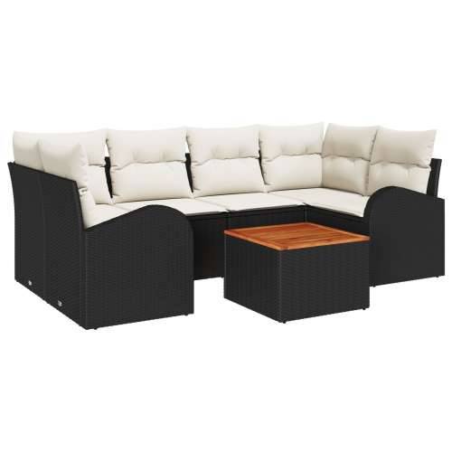 set vrtnih sofa od 7 komada s jastučićima Crna poli ratan akacija Cijena