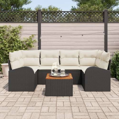 set vrtnih sofa od 7 komada s jastučićima Crna poli ratan akacija Cijena