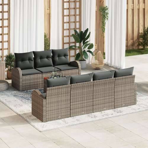8 komadna vrtna sofa set s jastučićima siva poli ratan akacija Cijena