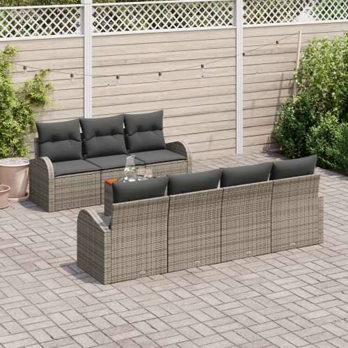 8 komadna vrtna sofa set s jastučićima siva poli ratan akacija Cijena