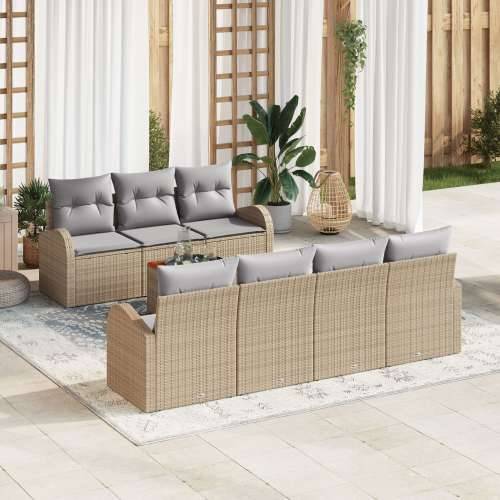 8-dijelni vrtni sofa set s jastučićima bež poli ratan akacija Cijena