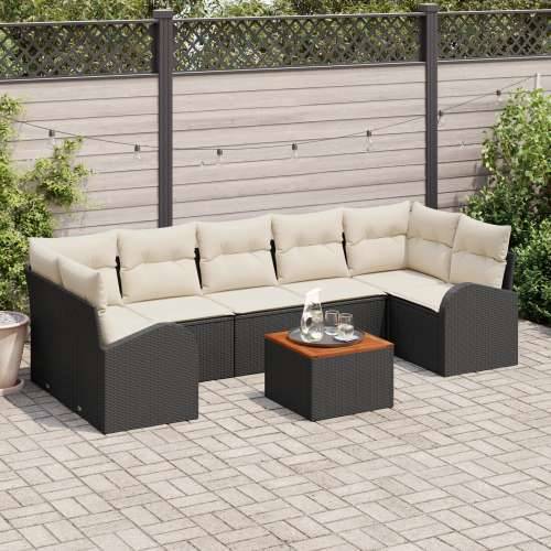 set od 8 vrtnih sofa s jastučićima Crna Poli Ratan Akacija Cijena