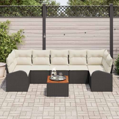 set od 8 vrtnih sofa s jastučićima Crna Poli Ratan Akacija Cijena
