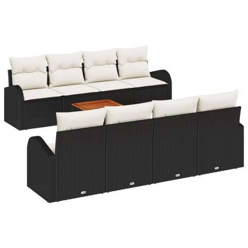 9-dijelni vrtni sofa set s jastučićima crni poliratan akacija Cijena