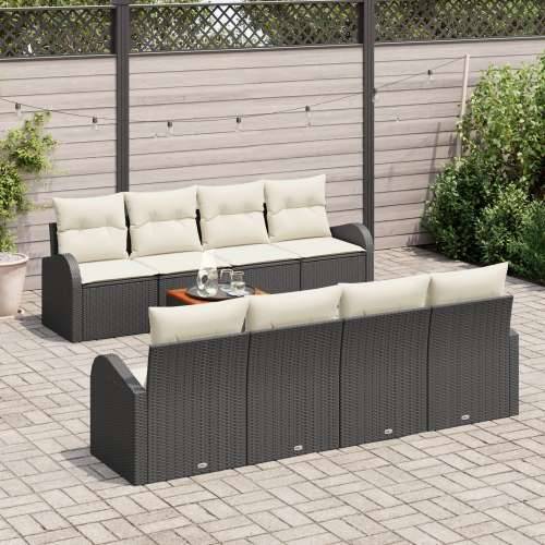 9-dijelni vrtni sofa set s jastučićima crni poliratan akacija Cijena
