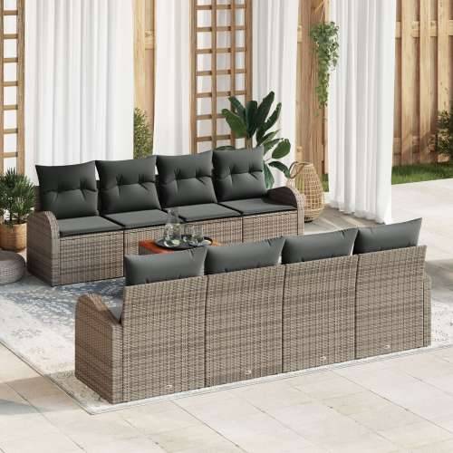 9-dijelni Vrtni Sofa Set s Jastučićima Siva Poli Ratan Akacija Cijena