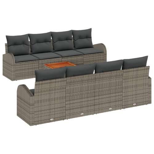 9-dijelni Vrtni Sofa Set s Jastučićima Siva Poli Ratan Akacija Cijena