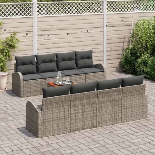 9-dijelni Vrtni Sofa Set s Jastučićima Siva Poli Ratan Akacija Cijena