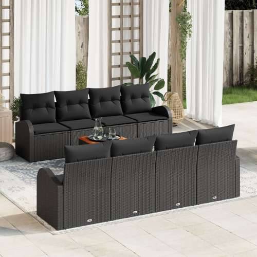 9 komadni set baštenskih sofa s jastučićima Crna Poli ratan Akacija Cijena
