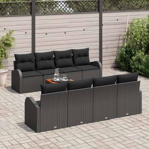 9 komadni set baštenskih sofa s jastučićima Crna Poli ratan Akacija Cijena
