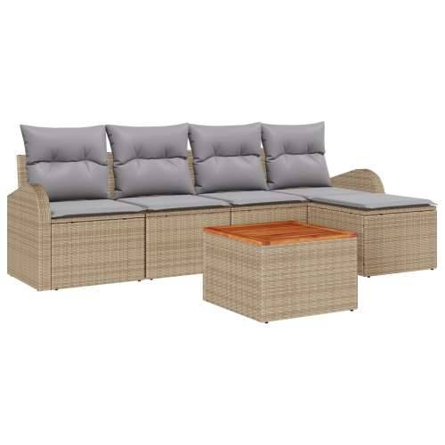 set od 6 vrtnih sofa s jastučićima bež poly rattan akacija Cijena