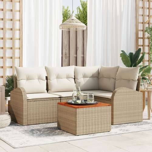 5-dijelni vrtni sofa set s jastučićima bež poli ratan akacija Cijena