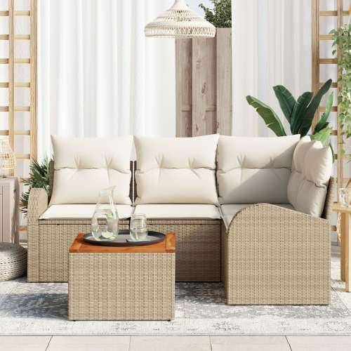 5-dijelni vrtni sofa set s jastučićima bež poli ratan akacija Cijena