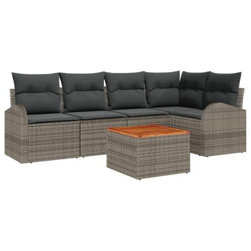 set vrtnih sofa od 6 komada s jastucima siva poliratan akacija Cijena
