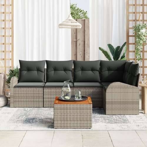 set vrtnih sofa od 6 komada s jastucima siva poliratan akacija Cijena