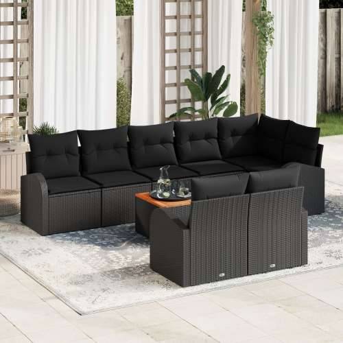 9-dijelni vrtni sofa set s jastučićima crna poli ratan akacija Cijena