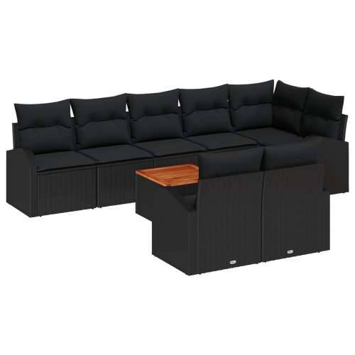 9-dijelni vrtni sofa set s jastučićima crna poli ratan akacija Cijena