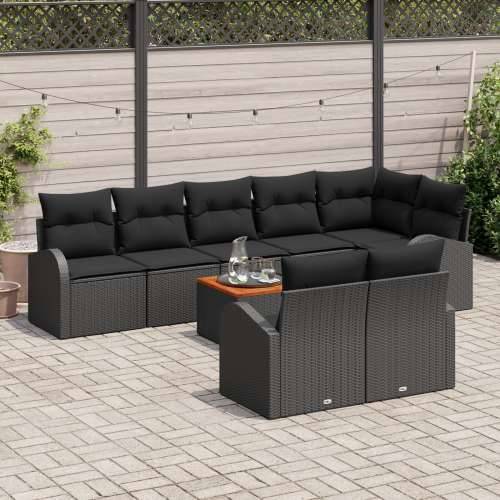 9-dijelni vrtni sofa set s jastučićima crna poli ratan akacija Cijena