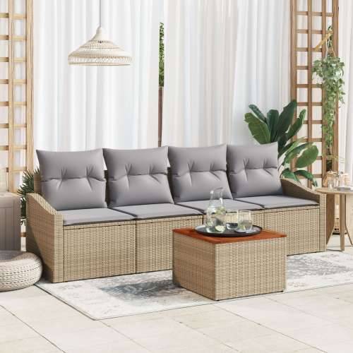 set od 5 vrtnih sofa s jastucima bež Poli ratan akacija Cijena