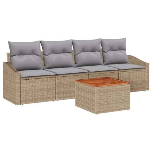 set od 5 vrtnih sofa s jastucima bež Poli ratan akacija Cijena