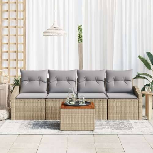 set od 5 vrtnih sofa s jastucima bež Poli ratan akacija Cijena