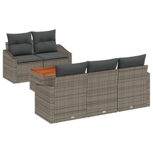 6 komada vrtni set sofa s jastučićima Siva Poli Rattan Akacija Cijena