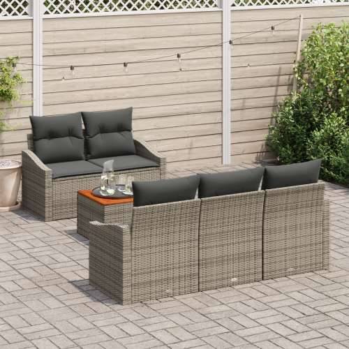 6 komada vrtni set sofa s jastučićima Siva Poli Rattan Akacija Cijena