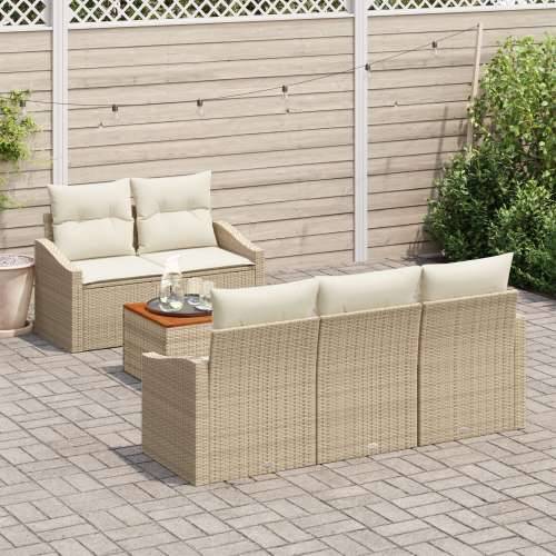 Set od 6 Vrtnih Sofa s Jastučićima Bež Poli Ratan Acacia Cijena