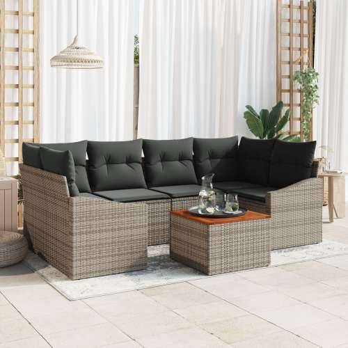 set od 7 komada vrtnih sofa s jastučićima siva Poli ratan akacija Cijena