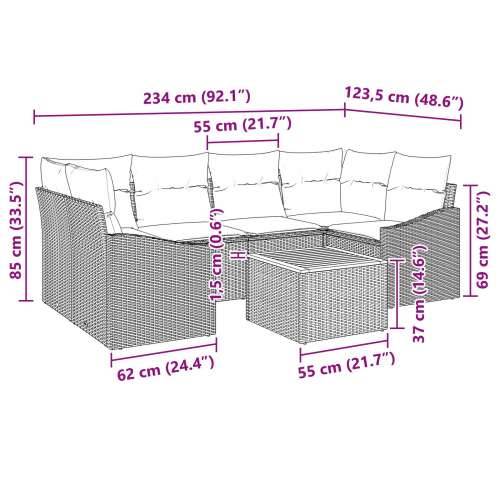 set od 7 komada vrtnih sofa s jastučićima siva Poli ratan akacija Cijena