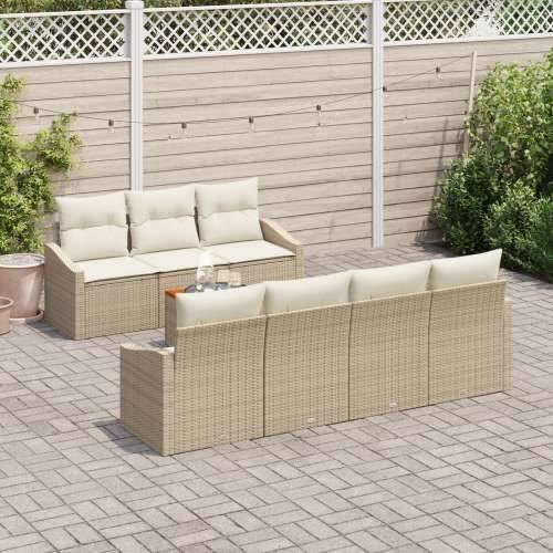 set baštenskih sofa od 8 komada s jastucima bež poli ratan akacija Cijena
