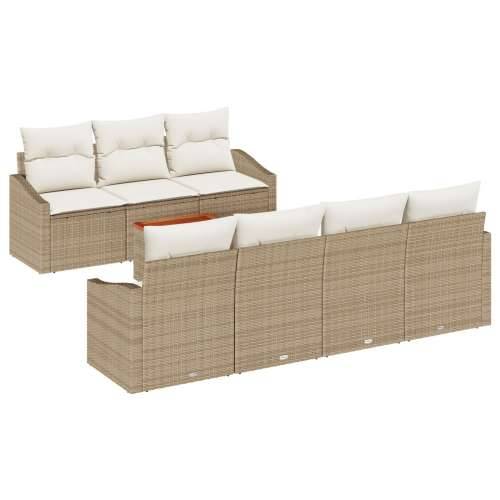 set baštenskih sofa od 8 komada s jastucima bež poli ratan akacija Cijena