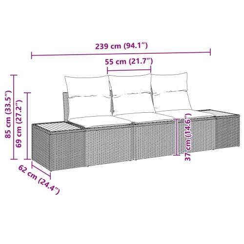 3 Dijelni Vrtni Kauč Set S Jastučićima Bež Poli Ratan Akacija Cijena