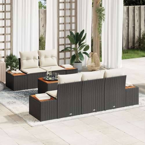 set od 6 vrtnih sofa s jastučićima crni poli ratan akacija Cijena