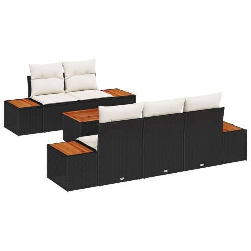 set od 6 vrtnih sofa s jastučićima crni poli ratan akacija Cijena