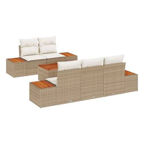 set od 6 vrtnih sofa s jastučićima bež poli ratan akacija Cijena