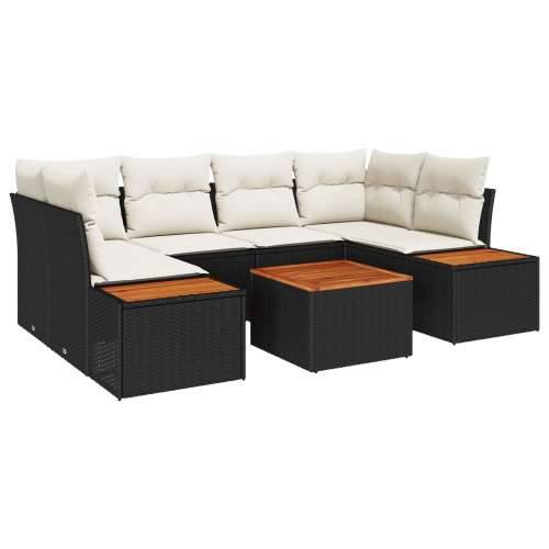 7-dijelni vrtni sofa set s jastučićima Crni poli ratan akacija Cijena