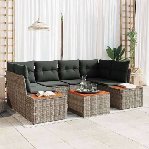 7-dijelni vrtni sofa set s jastučićima siva poli ratan akacija Cijena