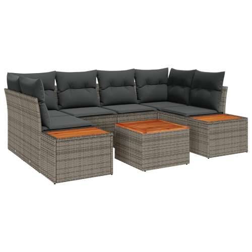 7-dijelni vrtni sofa set s jastučićima siva poli ratan akacija Cijena