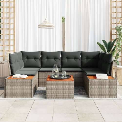 7-dijelni vrtni sofa set s jastučićima siva poli ratan akacija Cijena