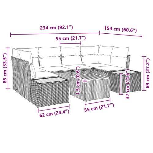 7-dijelni vrtni sofa set s jastučićima siva poli ratan akacija Cijena