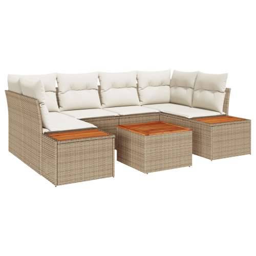set od 7 komada vrtnih sofa s jastučićima Bež Poli Ratan Akacija Cijena