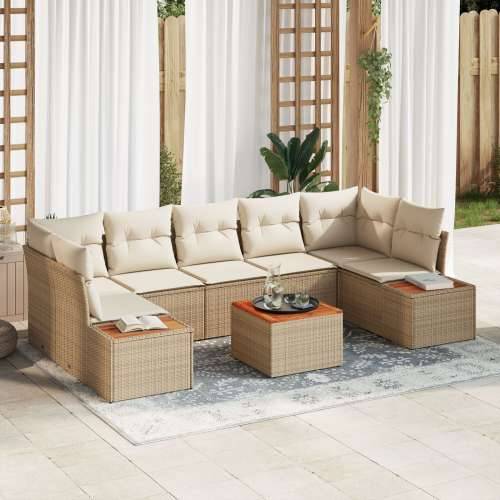 Set od 8 vrtnih sofa s jastučićima bež poli ratan akacija Cijena