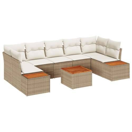Set od 8 vrtnih sofa s jastučićima bež poli ratan akacija Cijena