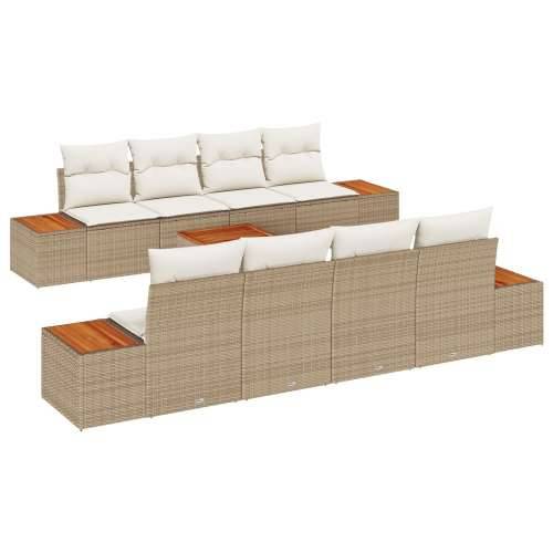 9-dijelni vrtni sofa set s jastučićima bež poli ratan akacija Cijena